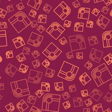 Brown line Billiard table icon isolated seamless pattern on red background. Pool Stock Illustration