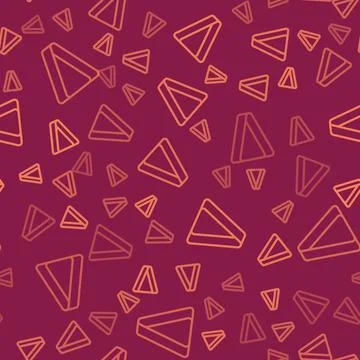 Brown line Billiard triangle icon isolated seamless pattern on red background Stock Illustration