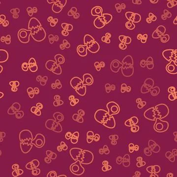 Brown line Broken egg icon isolated seamless pattern on red background. Happy Stock Illustration