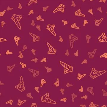 Brown line Broken pot icon isolated seamless pattern on red background. Vector 스톡 일러스트