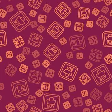 Brown line Buy button icon isolated seamless pattern on red background イラスト素材