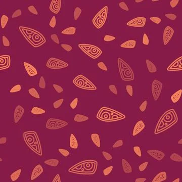 Brown line Car headlight icon isolated seamless pattern on red background.  V Stock Illustration