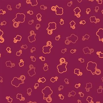 Brown line Chef hat icon isolated seamless pattern on red background. Cooking Stock Illustration