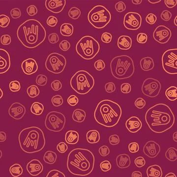 Brown line Comet falling down fast icon isolated seamless pattern on red Stock Illustration