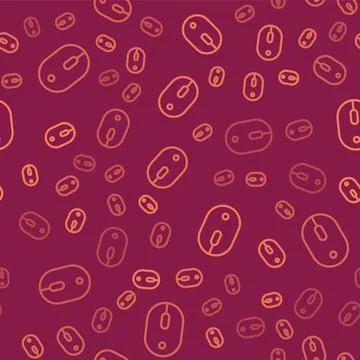 Brown line Computer mouse icon isolated seamless pattern on red background Stock Illustration