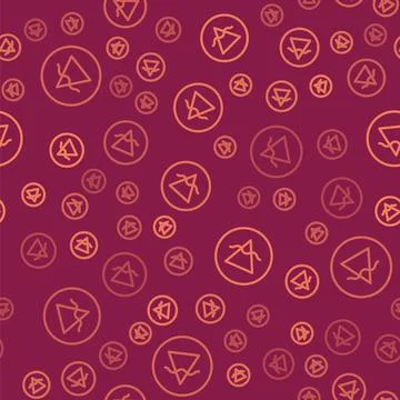 Brown line Earth element of the symbol alchemy icon isolated seamless pattern on Illustrazione stock