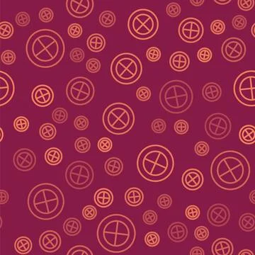 Brown line Earth globe icon isolated seamless pattern on red background. World Stock Illustration