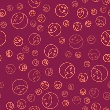 Brown line Eclipse of the sun icon isolated seamless pattern on red background Ilustração Stock