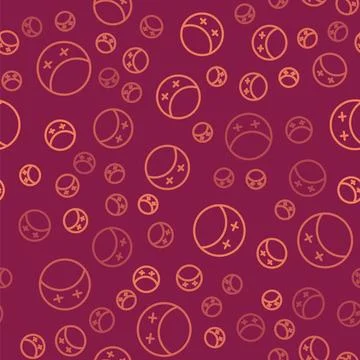 Brown line Eclipse of the sun icon isolated seamless pattern on red backgro.. 스톡 일러스트