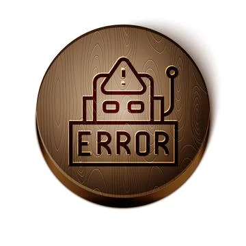Brown line Error in the operation program of the robot icon isolated on white Stock Illustration