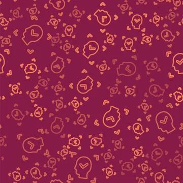 Brown line Face recognition with check mark icon isolated seamless pattern on Illustrazione stock