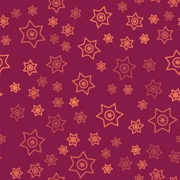 Brown line Falling star icon isolated seamless pattern on red background Stock Illustration