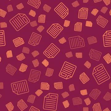 Brown line File document icon isolated seamless pattern on red background イラスト素材