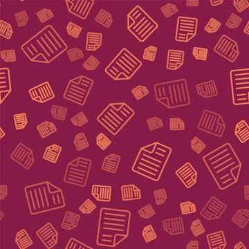 Brown line File document icon isolated seamless pattern on red background. .. イラスト素材