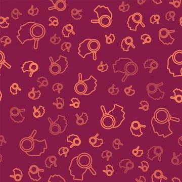 Brown line Finding a problem in psychology icon isolated seamless pattern on red 스톡 일러스트