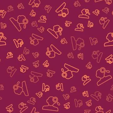 Brown line Finding a problem in psychology icon isolated seamless pattern on red イラスト素材