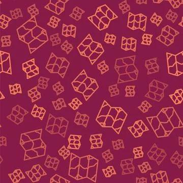 Brown line Folded map icon isolated seamless pattern on red background. Vector Stock Illustration