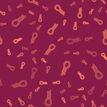 Brown line Gallows rope loop hanging icon isolated seamless pattern on red Illustrazione stock