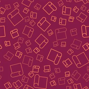 Brown line Graphing paper for engineering icon isolated seamless pattern on red Illustrazione stock