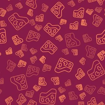 Brown line Ground icon isolated seamless pattern on red background. Vector Stock Illustration