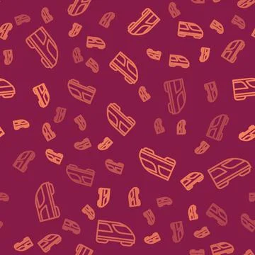 Brown line High-speed train icon isolated seamless pattern on red background イラスト素材