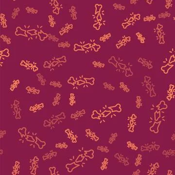 Brown line Human broken bone icon isolated seamless pattern on red background Stock Illustration