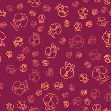 Brown line Human head with question mark icon isolated seamless pattern on red 스톡 일러스트