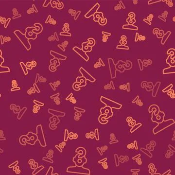 Brown line Human head with question mark icon isolated seamless pattern on red Stockillustratie
