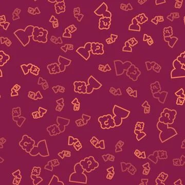 Brown line Human head with question mark icon isolated seamless pattern on red 스톡 일러스트