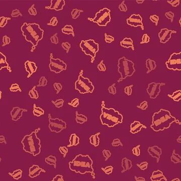 Brown line Idea, speech bubble icon isolated seamless pattern on red background Stock Illustration