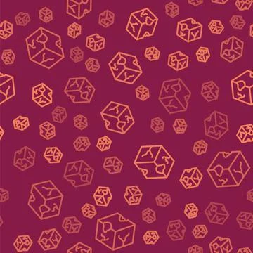 Brown line Isometric cube icon isolated seamless pattern on red background Illustrazione stock