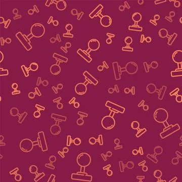 Brown line Joystick for arcade machine icon isolated seamless pattern on red Stock Illustration