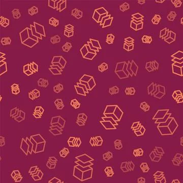 Brown line Layers icon isolated seamless pattern on red background. Vector Stockillustratie