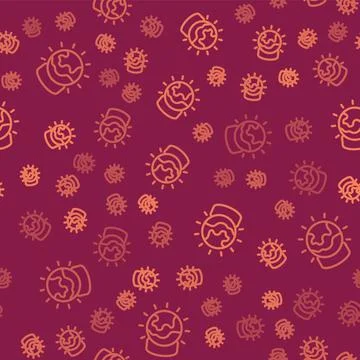 Brown line Magic ball icon isolated seamless pattern on red background. Crystal Stock Illustration