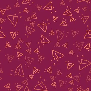 Brown line Magic powder icon isolated seamless pattern on red background. Vector Stock Illustration