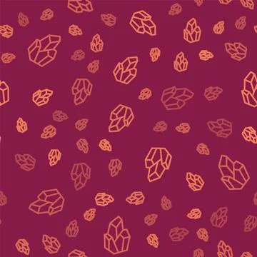 Brown line Magic stone icon isolated seamless pattern on red background. Fantasy Stock Illustration
