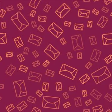Brown line Mail and e-mail icon isolated seamless pattern on red background.. Ilustración de archivo