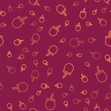 Brown line Mate tea icon isolated seamless pattern on red background. Vector Stock Illustration