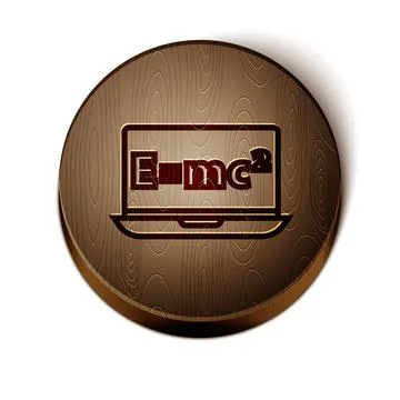Brown line Math system of equation solution on laptop icon isolated on white Illustrazione stock