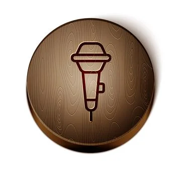 Brown line Microphone icon isolated on white background. On air radio mic mic Stock Illustration