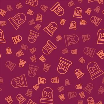 Brown line Motion sensor icon isolated seamless pattern on red background イラスト素材