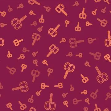 Brown line Nail scissors cuticle cut beauty salon icon isolated seamless pattern Illustrazione stock