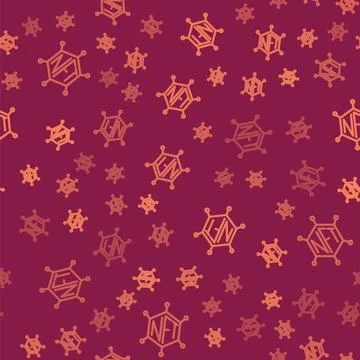 Brown line NFT blockchain technology icon isolated seamless pattern on red Stock Illustration