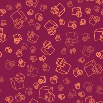 Brown line NFT Digital crypto art icon isolated seamless pattern on red Stock Illustration