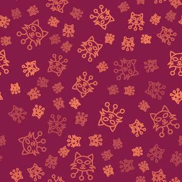 Brown line NFT Digital crypto art icon isolated seamless pattern on red Stock Illustration