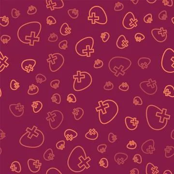 Brown line No egg icon isolated seamless pattern on red background. Vector 스톡 일러스트