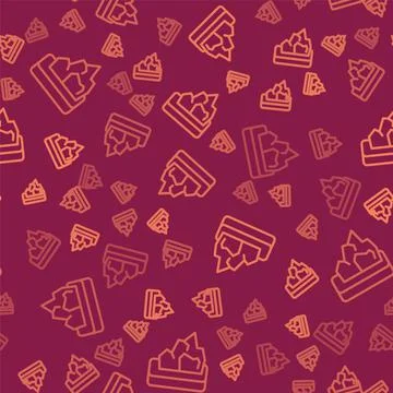 Brown line Ore mining icon isolated seamless pattern on red background. Vector Stock Illustration