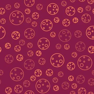 Brown line Planet Mars icon isolated seamless pattern on red background. Vector Illustrazione stock