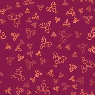 Brown line Project team base icon isolated seamless pattern on red background 스톡 일러스트