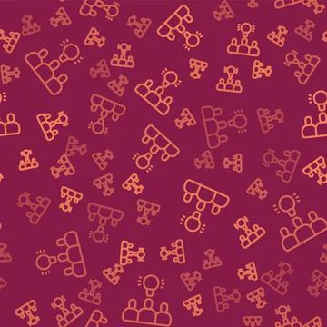 Brown line Project team base icon isolated seamless pattern on red background 스톡 일러스트